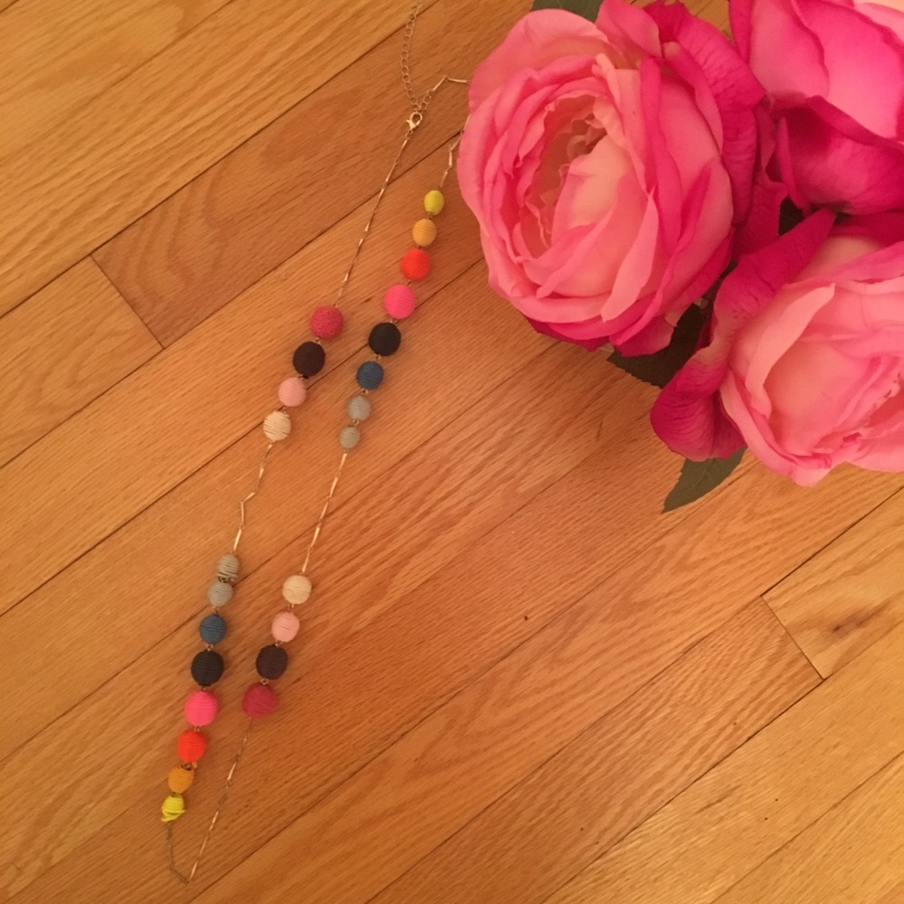 Long colorful pom Necklace
